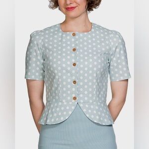 UNIQUE VINTAGE - Polka Dot 1940s Peplum Top
